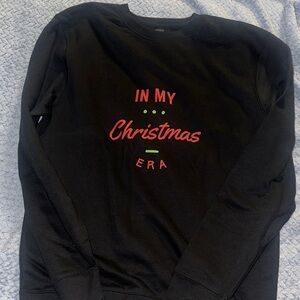 Black Christmas Sweatshirt with Red and Green Text